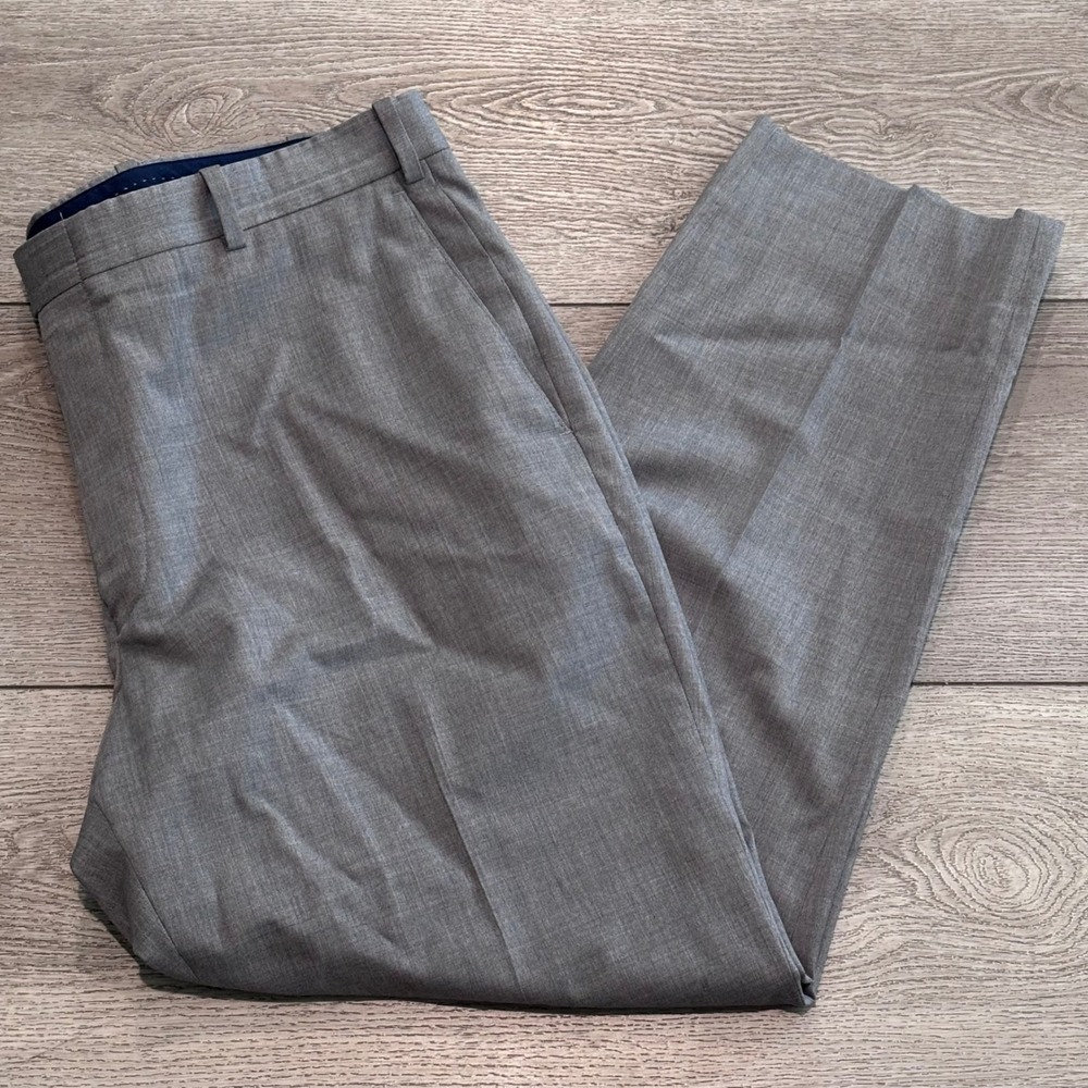 Peter Millar Dress Pants Mens 38R Grey Wool Blend Flat Front Trousers Luxury
